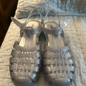 Melissa Silver Sparkle Possession Jelly Sandals Size 8